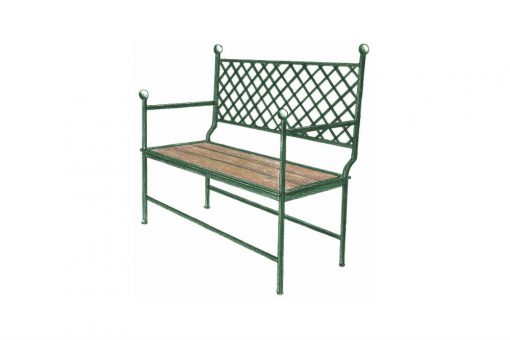 Ferro bench grid wooden two seat sofa